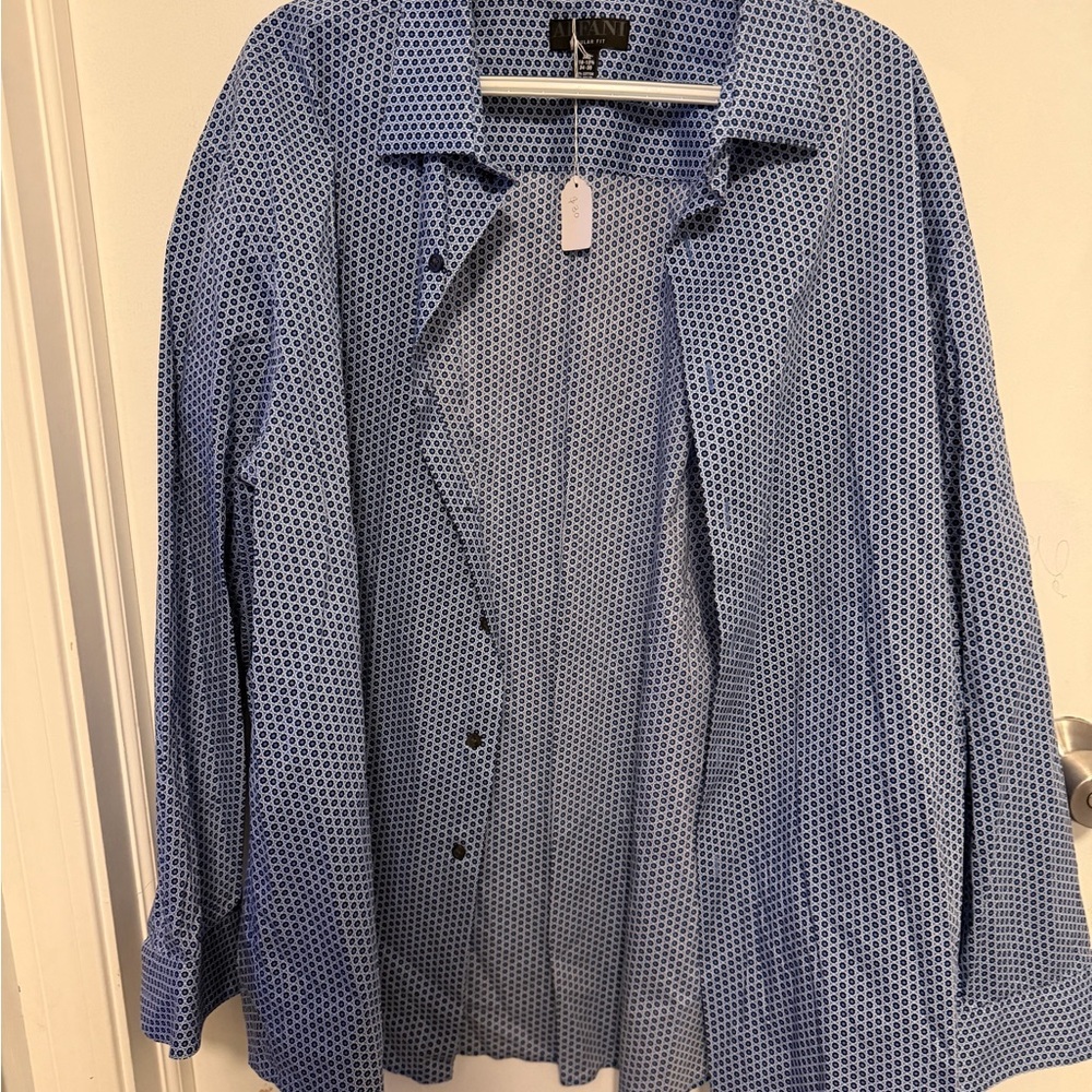 Alfani Blue and White Patterned Shirt